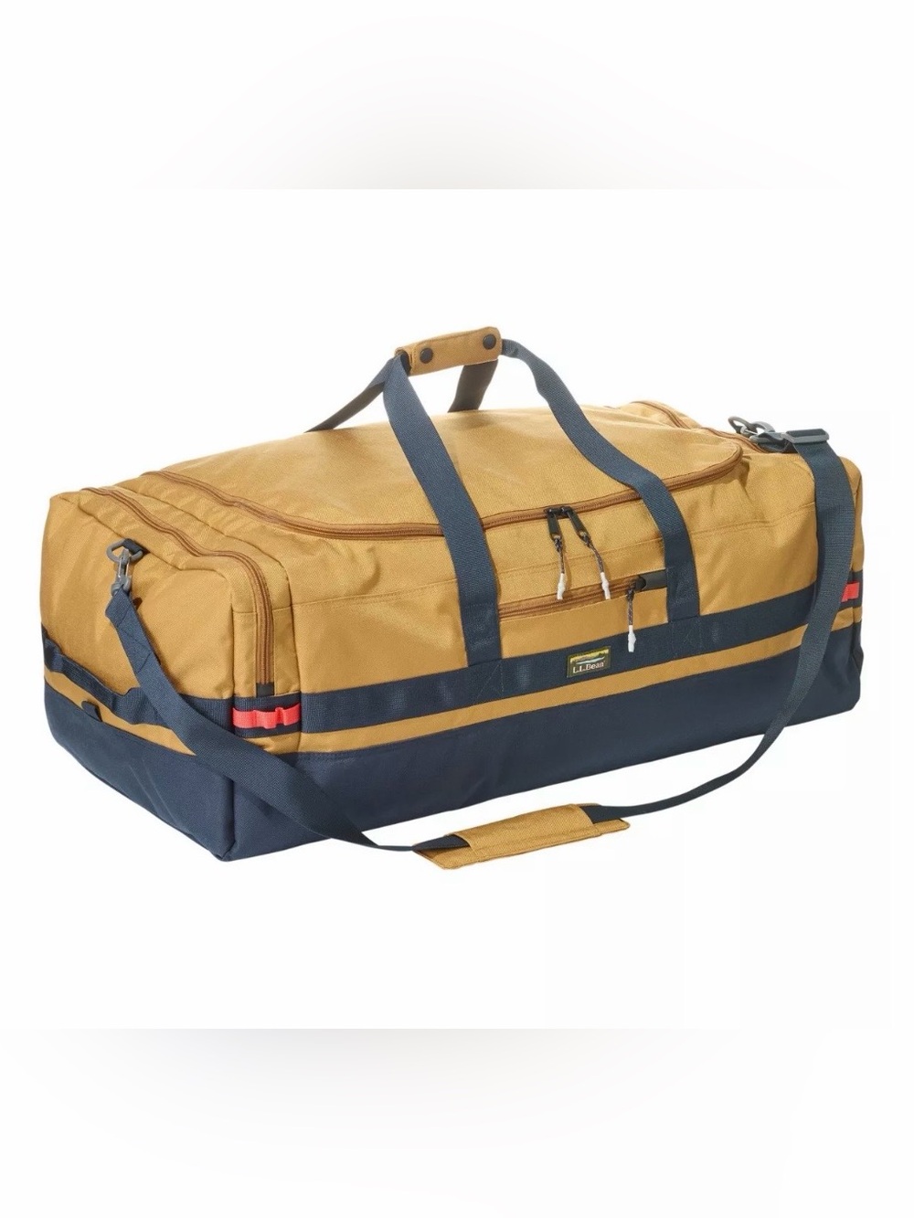 L.L. Bean Golden Tan and Navy Large Travel Duffel